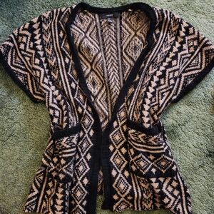 Forever 21 Black and Tan Geometric Cardigan